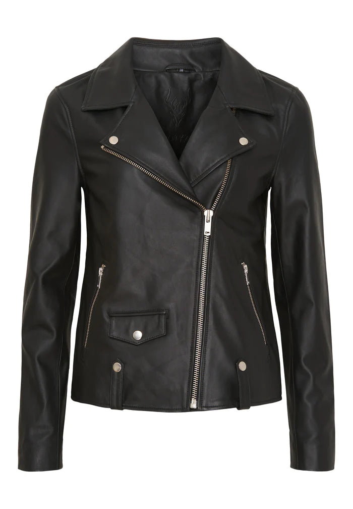 Notyz Overzied Biker Jacket - Black w. Silver | Notyz | Køb online hos Moster D – Hurtig levering