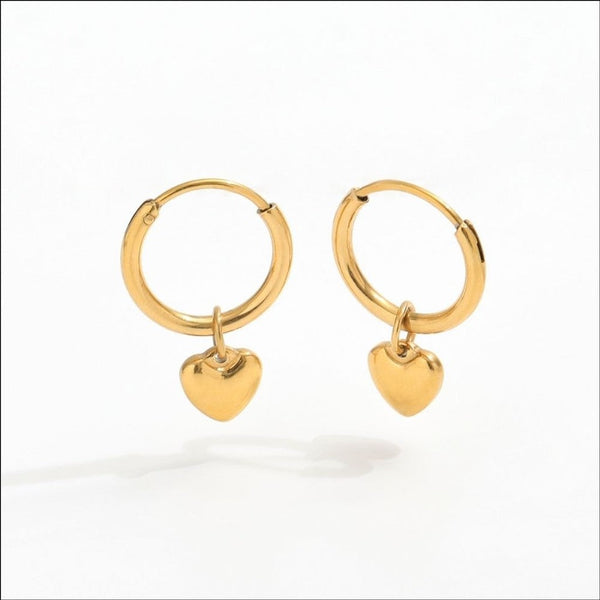 muun studios Silk - Heart pendant earrings - 18K Gold Plated Earring 18K Gold Plated