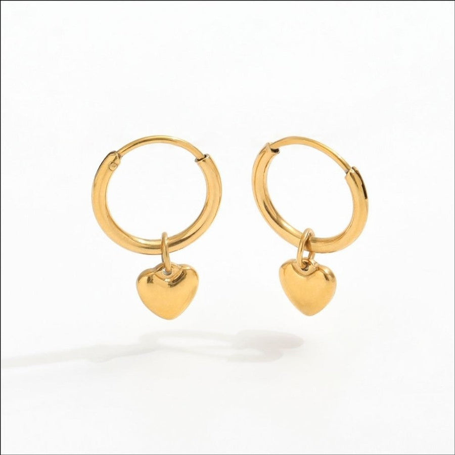 muun studios Silk - Heart pendant earrings - 18K Gold Plated Earring 18K Gold Plated