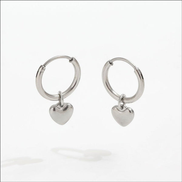 muun studios Silk - Heart pendant earrings - stainless Earring Stainless Steel
