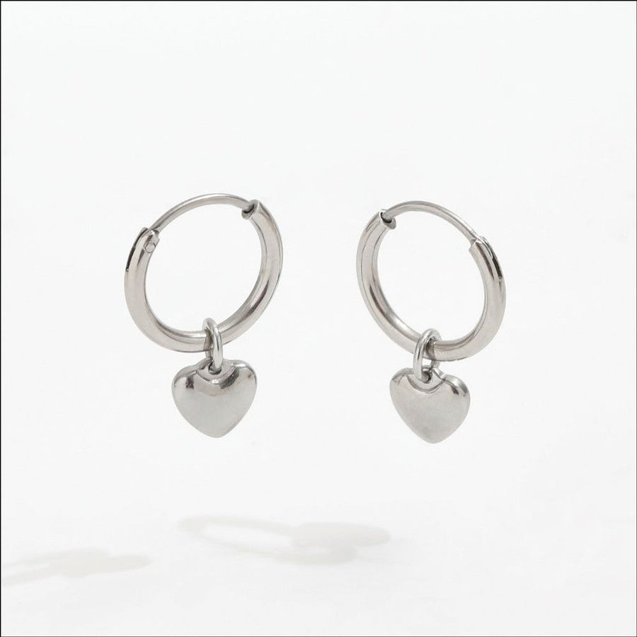 muun studios Silk - Heart pendant earrings - stainless Earring Stainless Steel