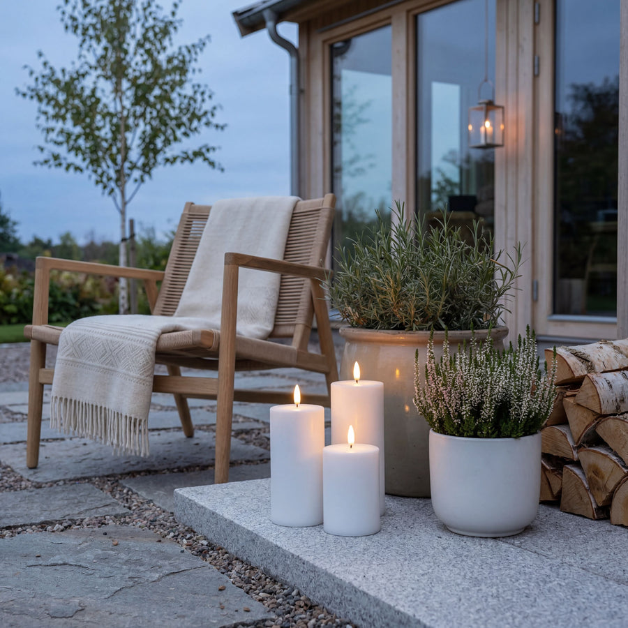 Nordic Flame Solar Udendørs 3 pak LED bloklys