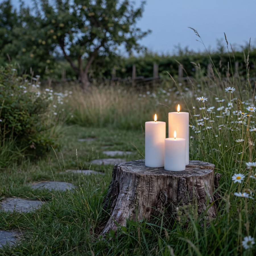 Nordic Flame Solar Udendørs 3 pak LED bloklys