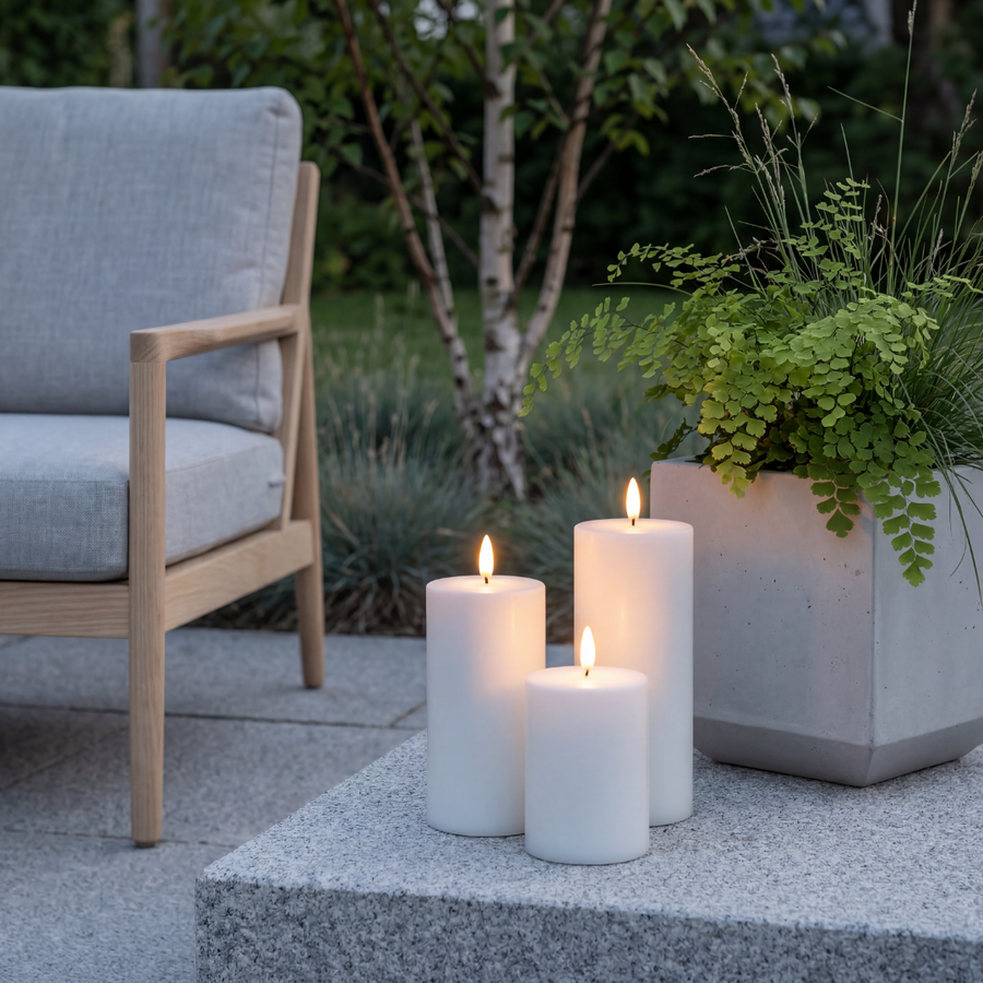 Nordic Flame Solar Udendørs 3 pak LED bloklys