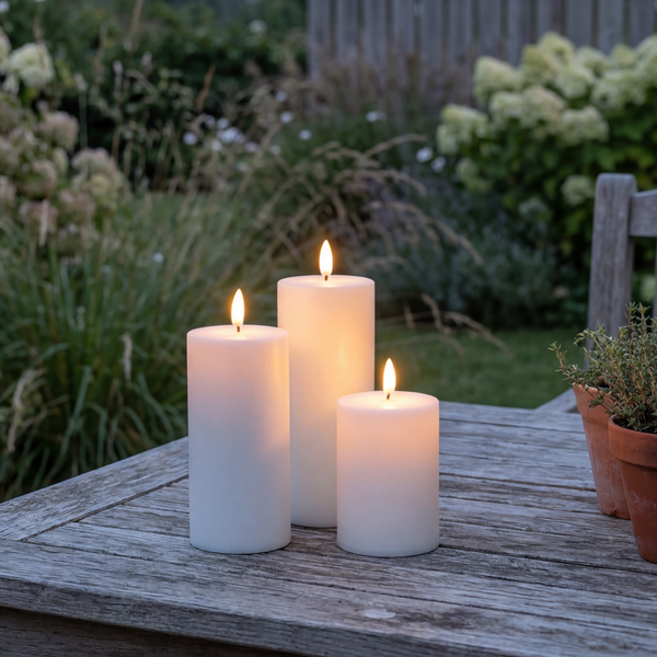 Nordic Flame Solar Udendørs 3 pak LED bloklys