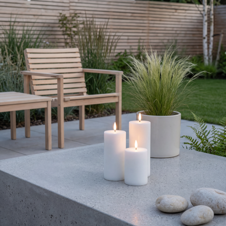 Nordic Flame Solar Udendørs 3 pak LED bloklys