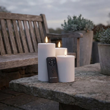 Udendørs 3-Pak Nordic flame LED-lys inkl fjernbetjening - Hvid