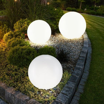 Udendørs solcelle LED lyskugler - hvid - 3 pak