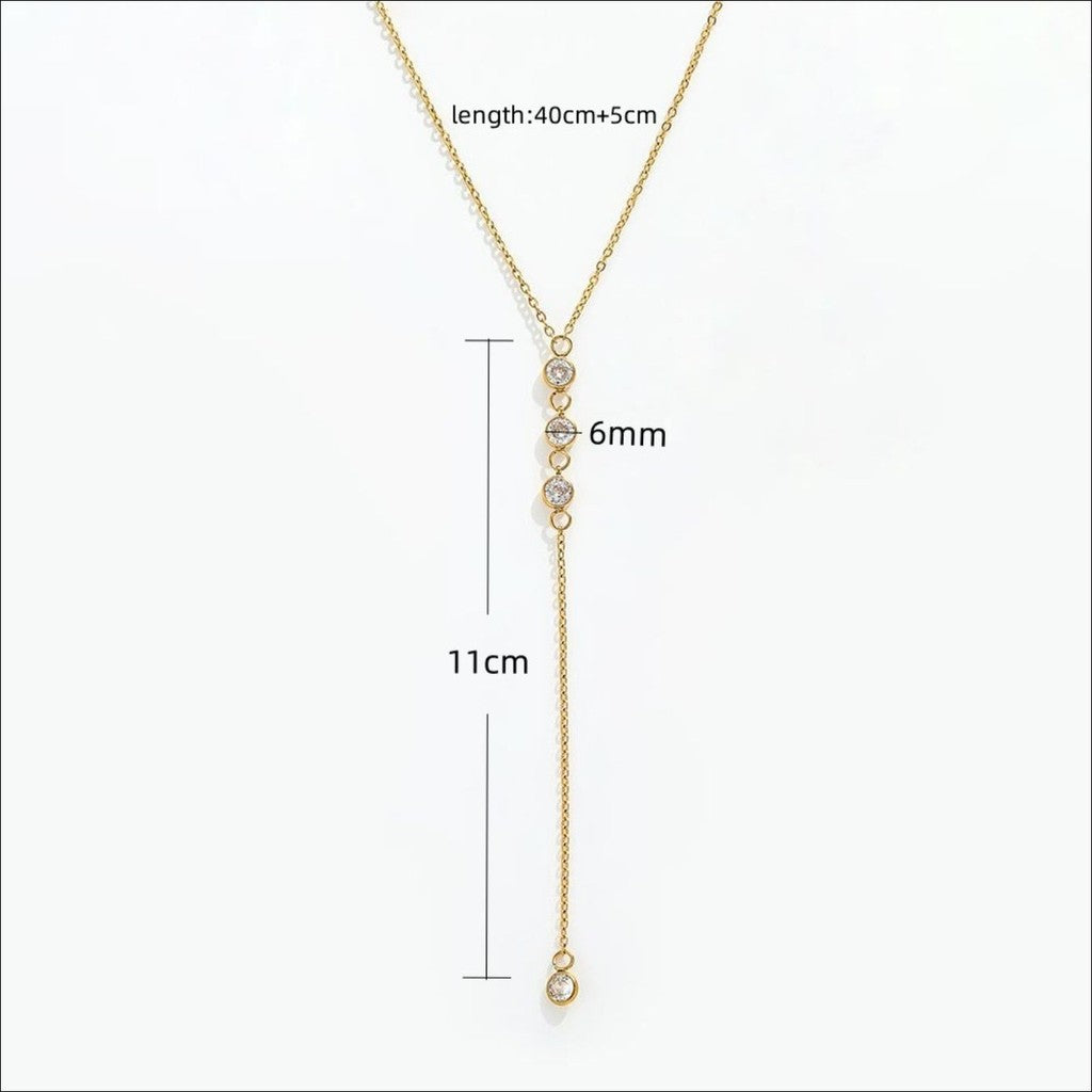 muun studios Zirconia Necklace Necklace 18K Gold Plated
