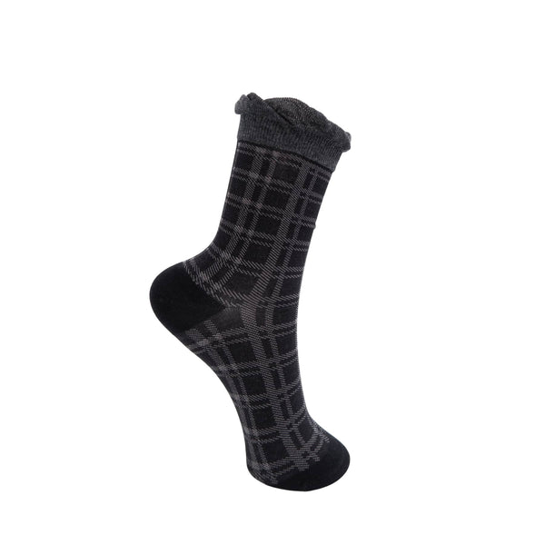 Black Colour Checkie Sock - Black