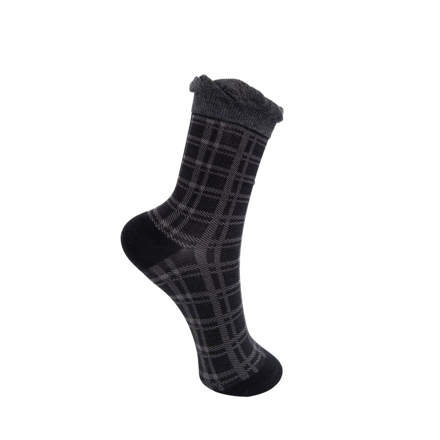 Black Colour Checkie Sock - Black