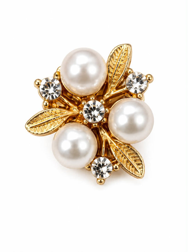 Just d' Lux Button Cover - Guld w. Pearls