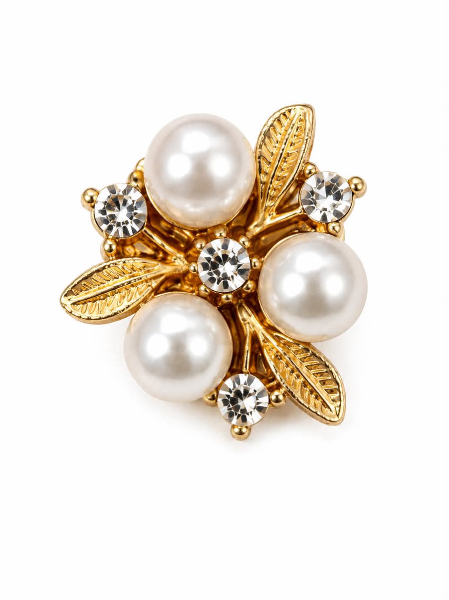 Just d' Lux Button Cover - Guld w. Pearls