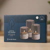 Outdoor LED-lys med Betonlook & Røget Glas – Sæt med 3 stk. | 500 timers batteritid | IP44