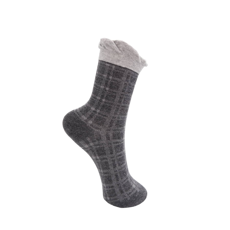 Black Colour Checkie Sock - Dark Grey