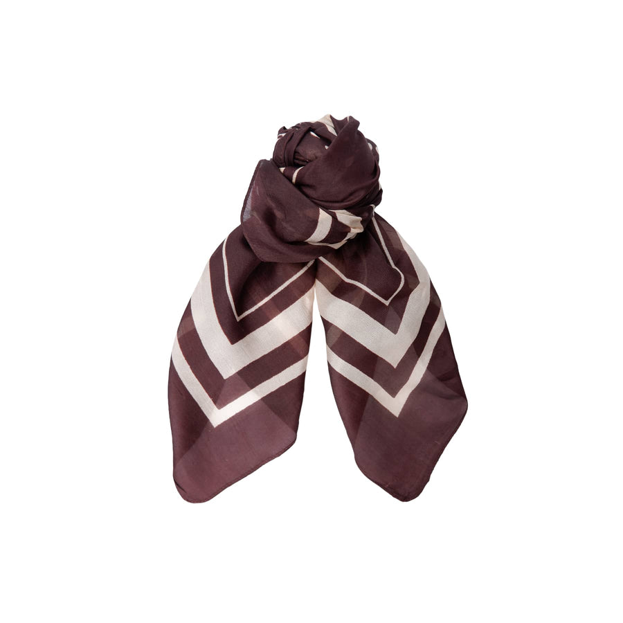 Black Colour Decor Silk Scarf - Coffee