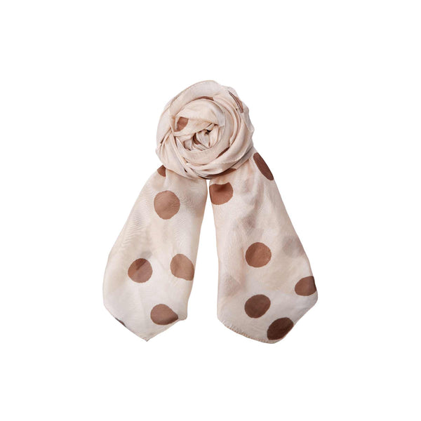 Black Colour Roselil Silk Scarf - Tobacco Dot