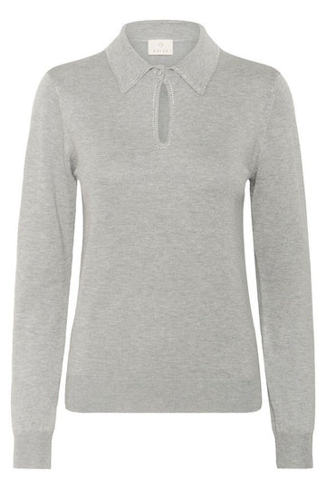 Kaffe Jada Polo Pullover - Grey Melange