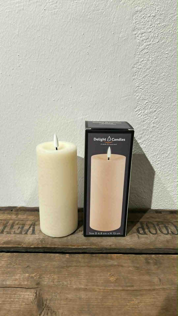 Delight Candles indendørs - 6,8x12,5cm, creme