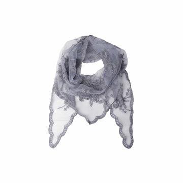 Black Colour Miriana Triangle Lace Scarf - Grey Blue