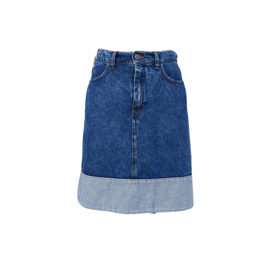 Black Colour Izzy Denim Skirt - Mid Blue