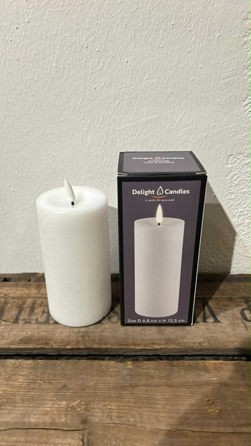 Delight Candles indendørs - 6,8x12,5cm, hvid
