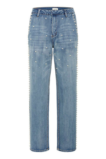 Cream Visti Straight Deco Pant - Miami Light Blue Denim