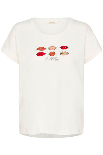 Cream Lumilla T-shirt - Red Lips