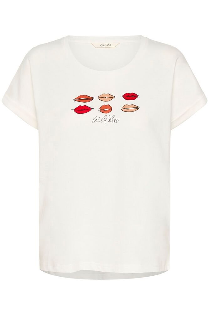 Cream Lumilla T-shirt - Red Lips
