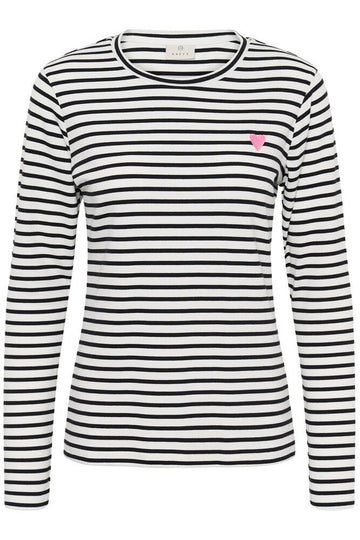 Kaffe Liddy T-shirt - Chalk/Black Pink Heart