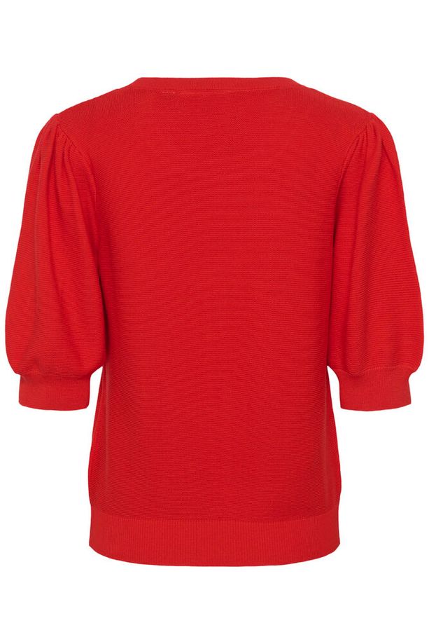 Cream Sillar Knit Pullover - High Risk Red