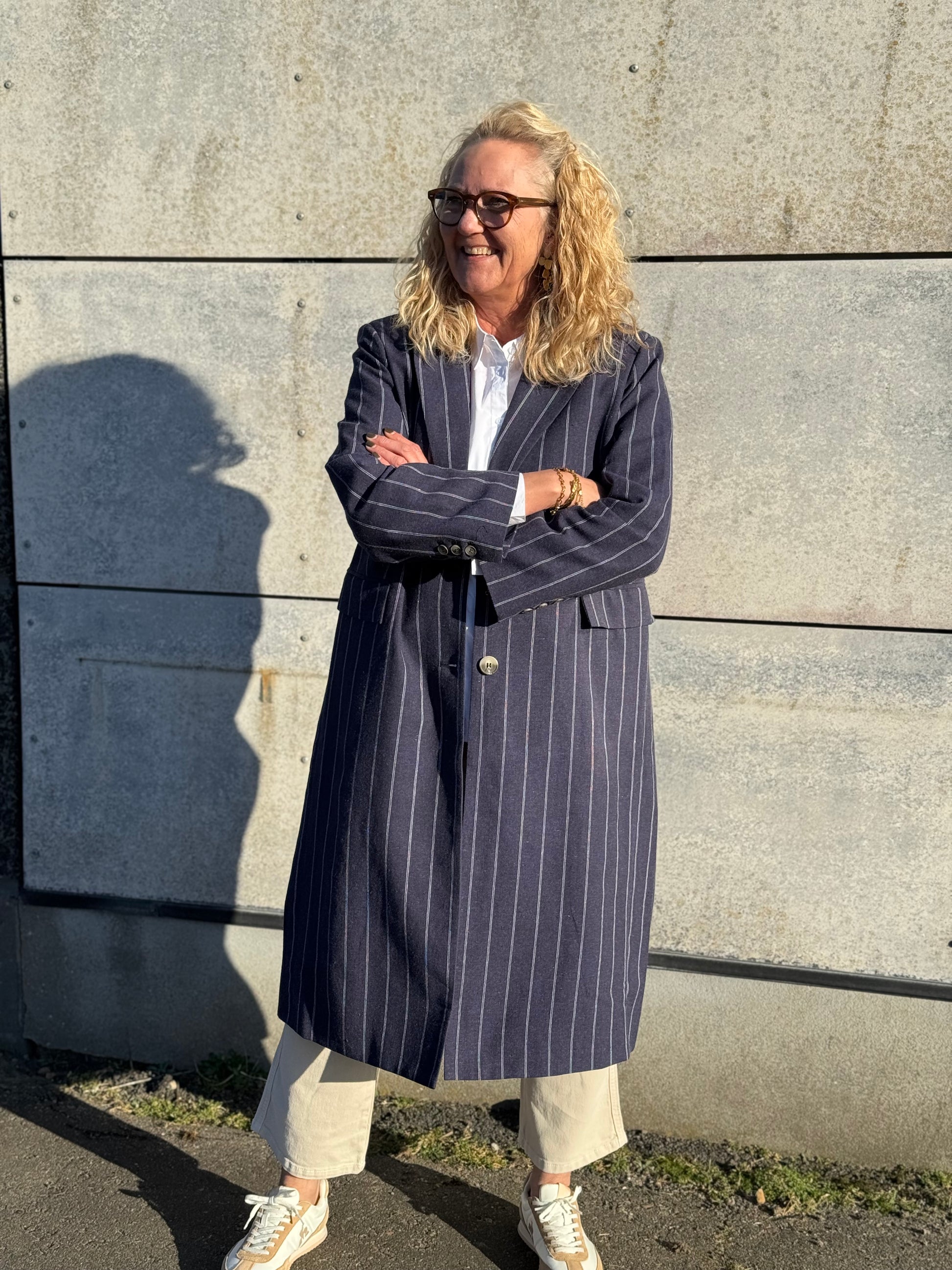 Isay Pearl Coat - Denimblue Stripe | Isay | Køb online hos Moster D – Hurtig levering