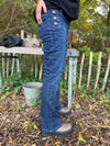 Isay Como Flare Button Jeans - Dark Denim | Isay | Køb online hos Moster D – Hurtig levering