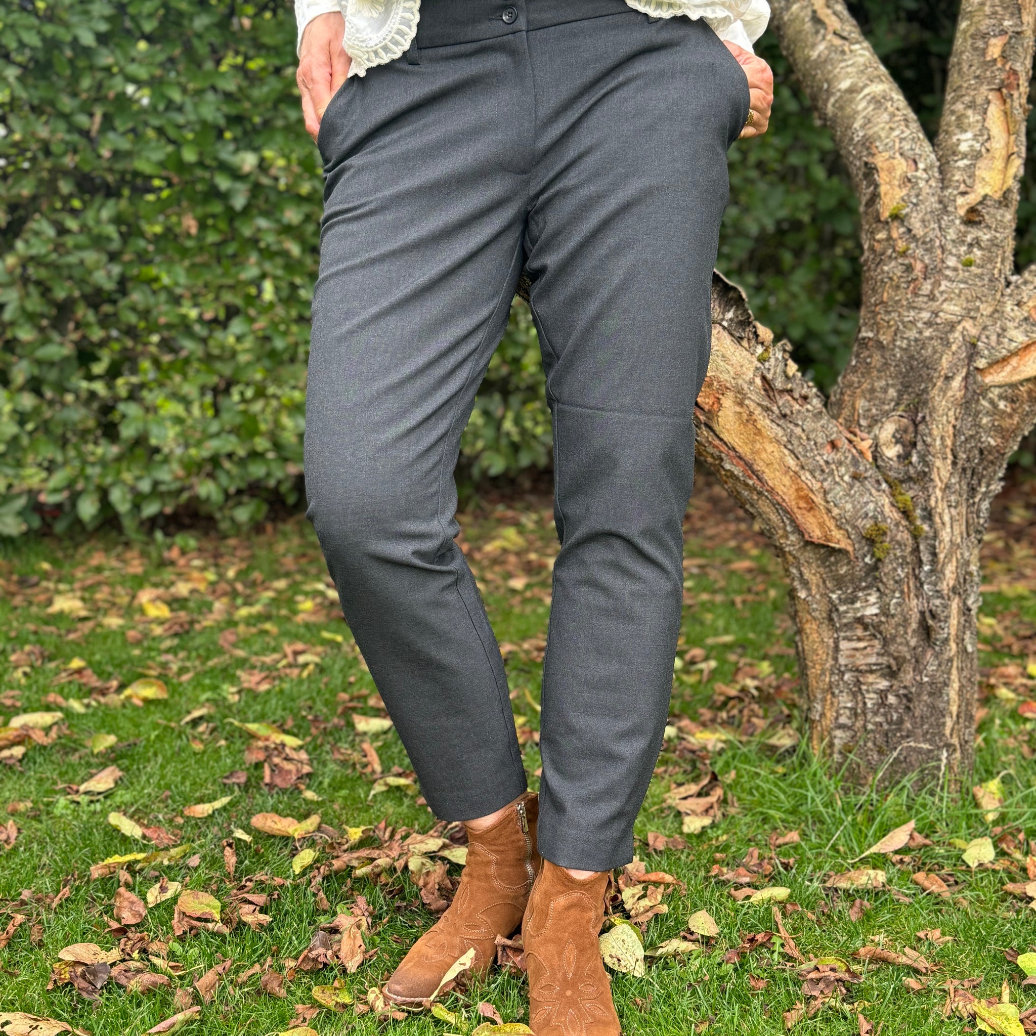 Isay Firenze Stretch Chino - Dark Grey Melange