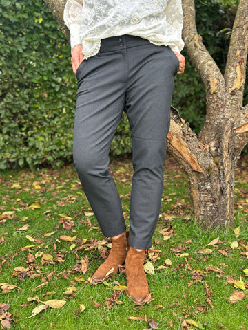 Isay Firenze Stretch Chino - Dark Grey Melange