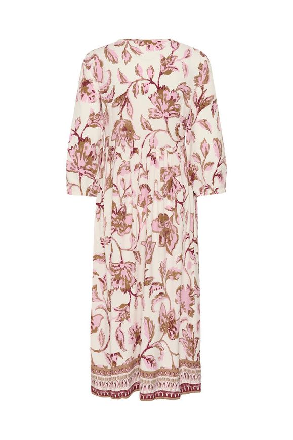 Cream Tiah Smock Dress - Pink Flower