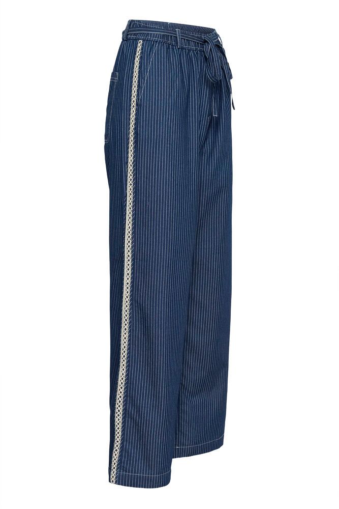 Cream Agate Pant - Rossland Pinstriped Denim