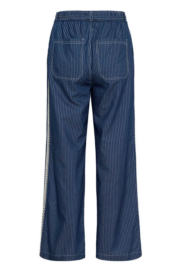 Cream Agate Pant - Rossland Pinstriped Denim