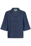 Cream Agate Boxy Shirt - Rossland Pinstriped Denim