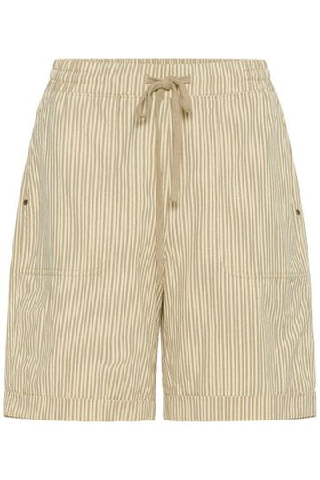 Kaffe Naya Striped Shorts - Chincilla / White Stripe