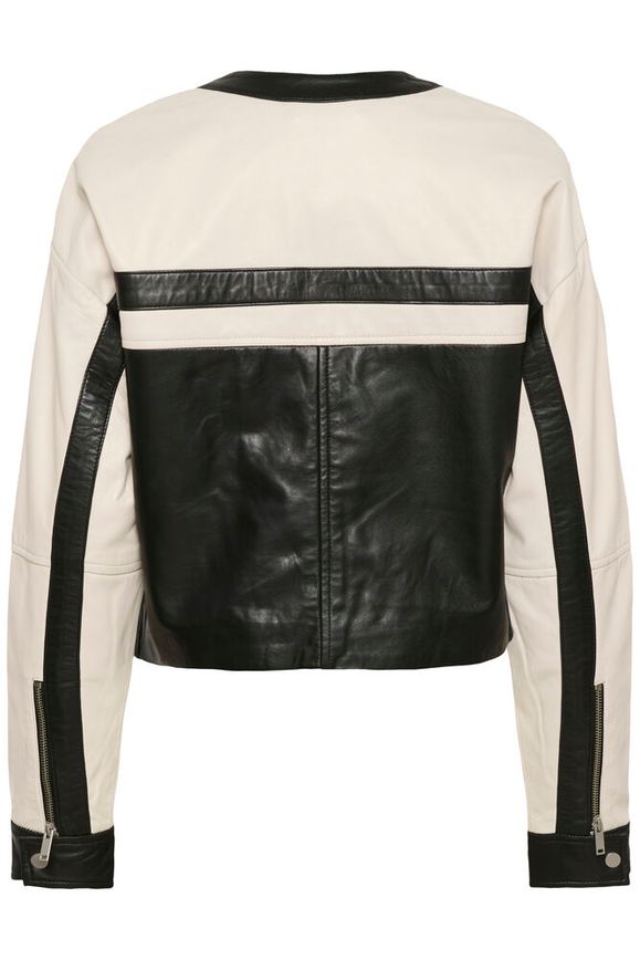 Kaffe Raya Leather Jacket - Black Deep