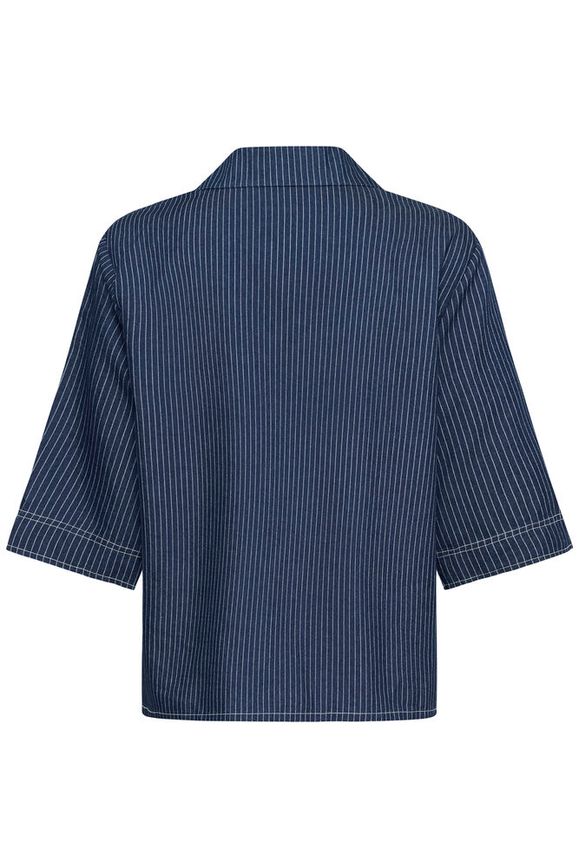 Cream Agate Boxy Shirt - Rossland Pinstriped Denim