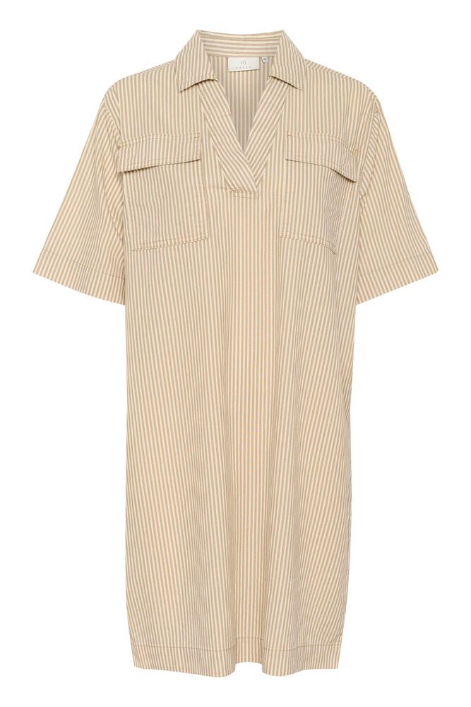 Kaffe Naya Striped Dress - Chincilla / White Stripe