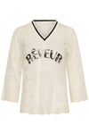 Cream Mira 1/2 SL Blouse - Whisper White