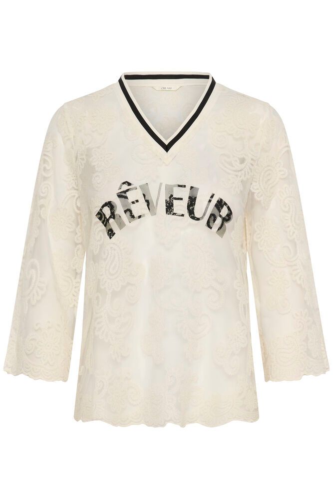 Cream Mira 1/2 SL Blouse - Whisper White