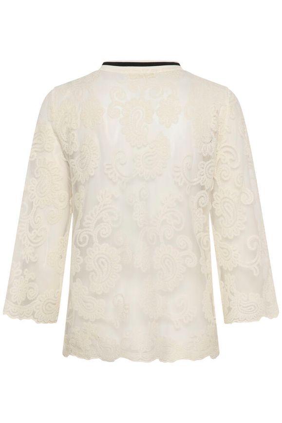 Cream Mira 1/2 SL Blouse - Whisper White