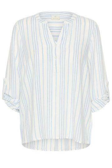 Kaffe Milia Blouse - Chalk/Soft Chambray Strip