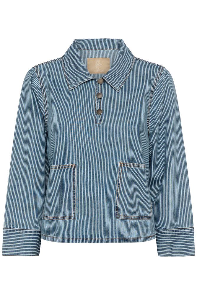 Culture Ayna Shirtjacket - White/Blue Stripe