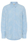 Kaffe Marlee Shirt - White Blue Embroidery Stripe