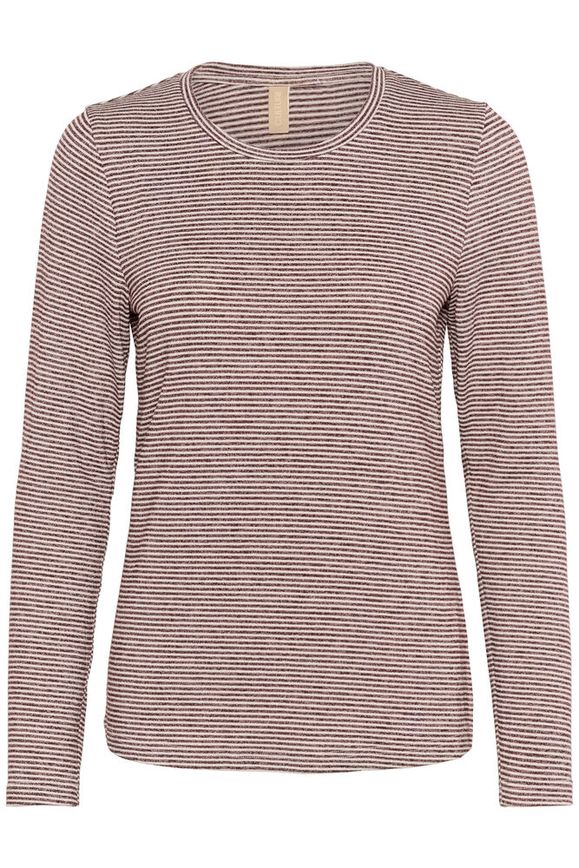 Culture Alexandre Jersey LS Tshirt - Bordeaux/Whitecap Stripe